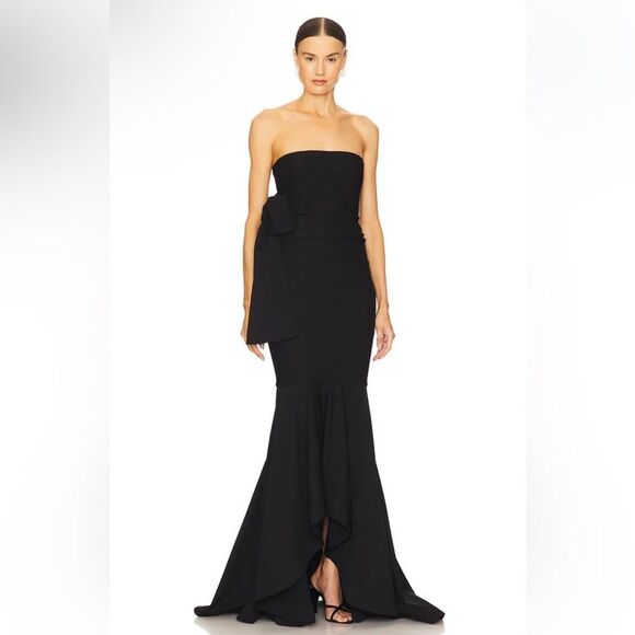 strapless open back dress Aneesha Strapless Pleated Midi Dress / ASTR The Label / Birch Boutique